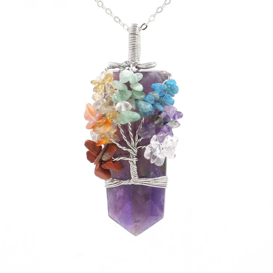Crystal Column Tree Of Life Winding Pendant Necklace 🇨🇳