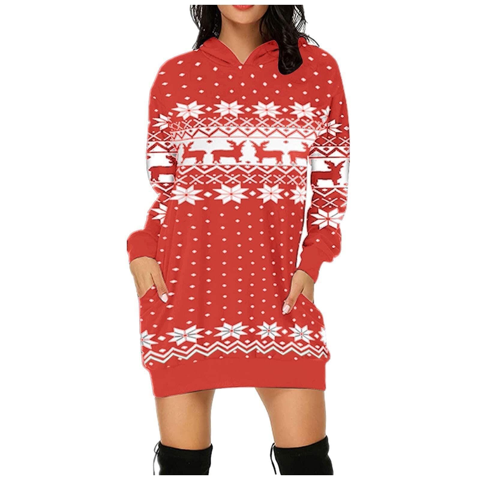 Christmas design Pocket Hoodie Sweatshirt dress 🇨🇳