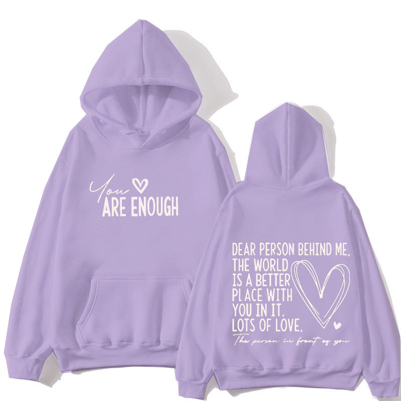 New YOU ARE ENOUGH Lettered Casual Hoodie 🇨🇳