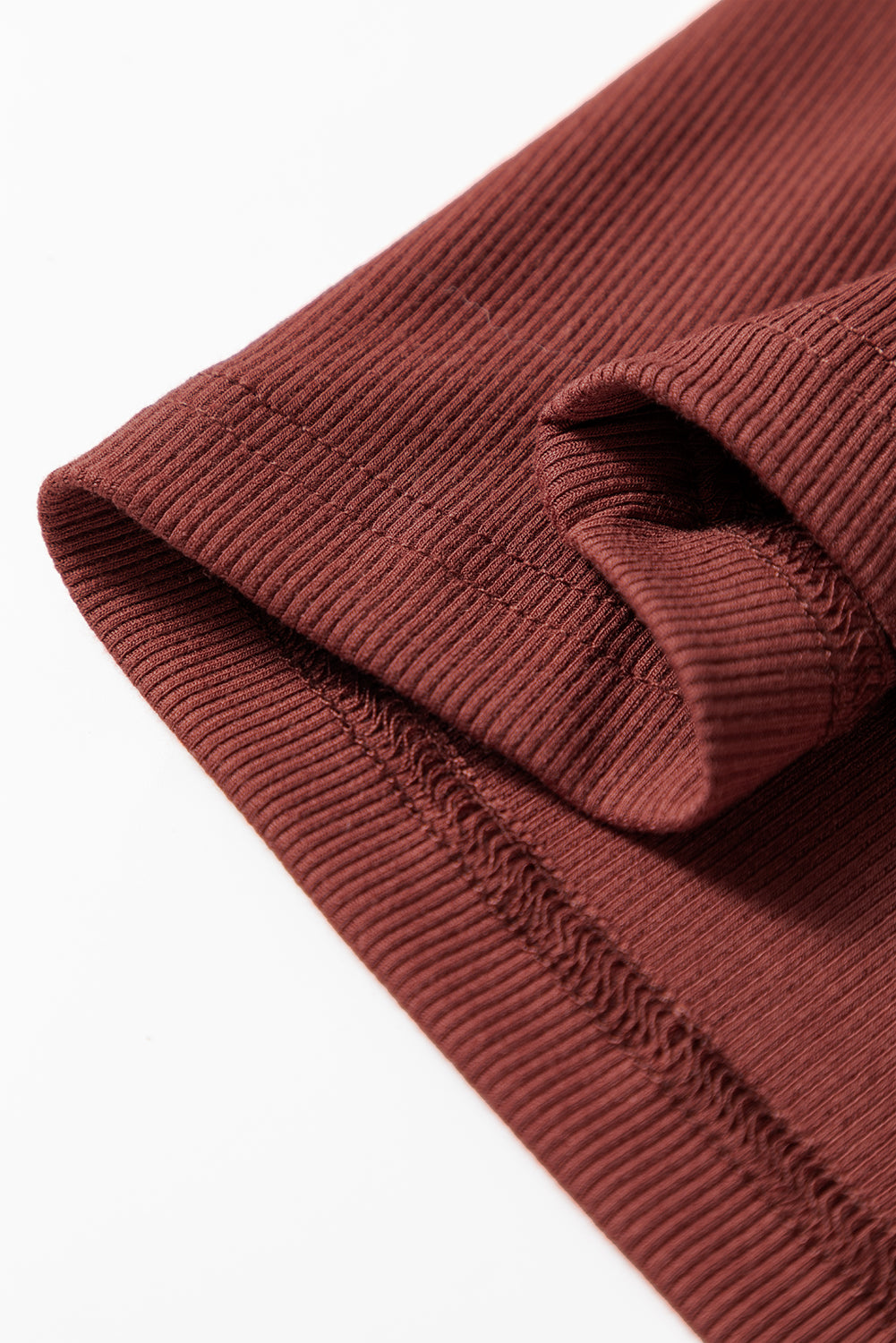 Burgundy Gathered Bust Square Neck Ribbed Fit Long Sleeve Top 🇺🇸