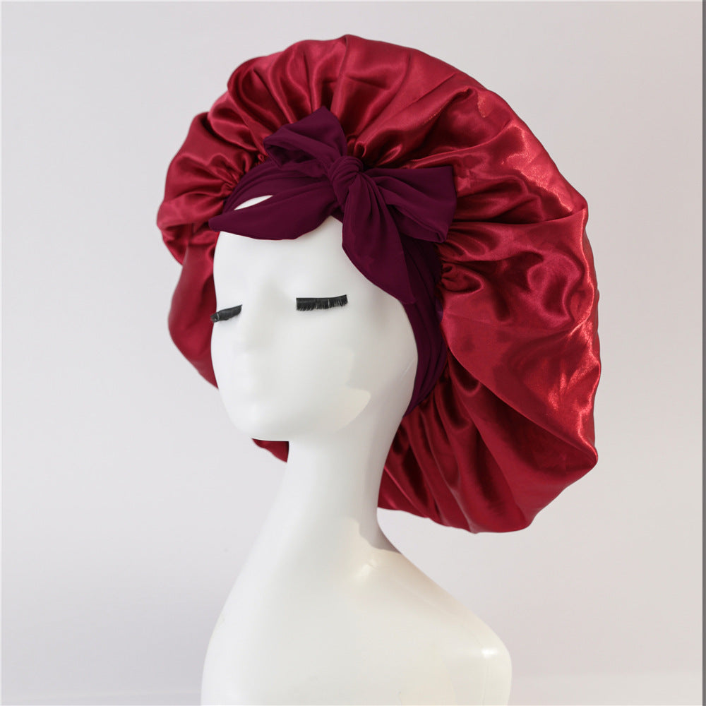 New Silk Bonnet For Sleeping Women Satin Bonnet Hair Bonnet Night Sleep Cap Scarf Wrap For Curly Hair With Tie Band For Curly Hair 🇨🇳