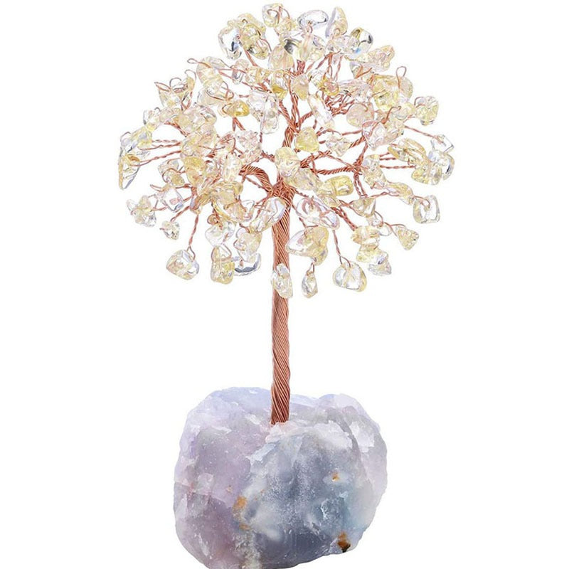 Popular natural crystal tree crystal wool mineral fluorite base, fortune tree chakra amethyst powder crystal ornament 🇨🇳
