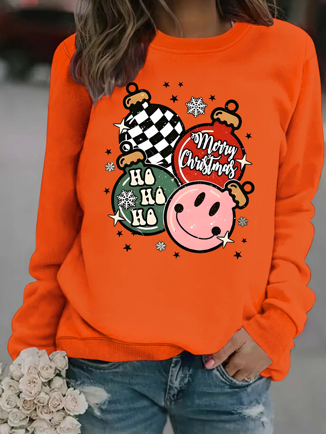 Christmas themed print sweatshirt 🇨🇳