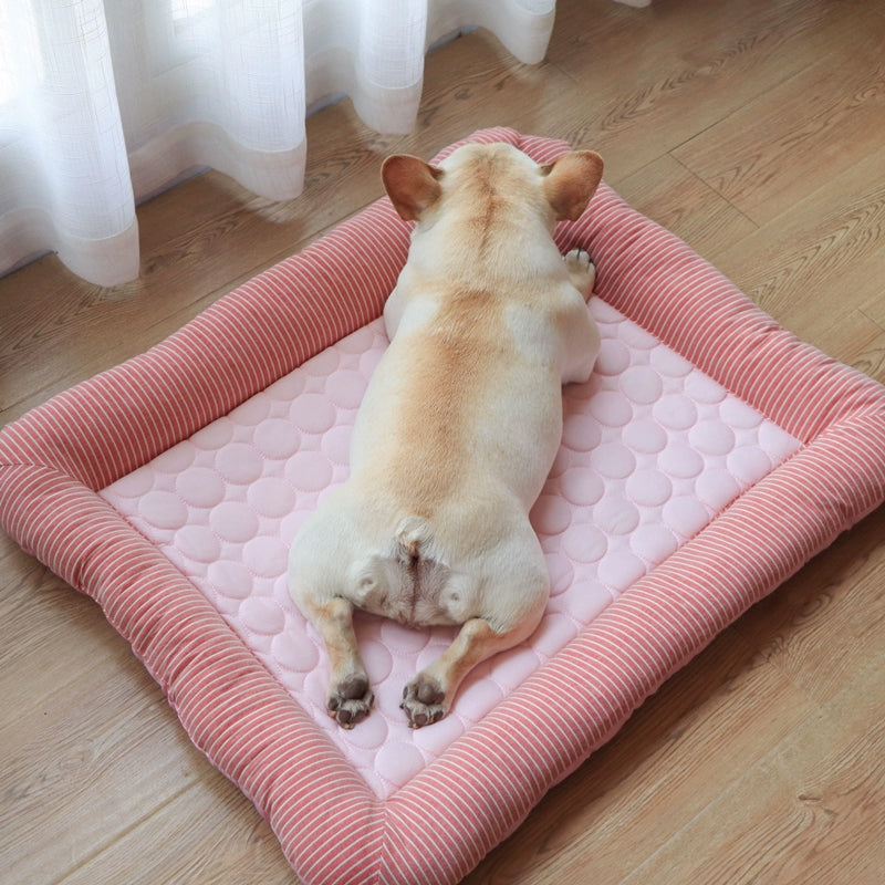 Cooling pet mats for dogs & cats (puppies/kittens): ice silk, breathable, soft summer pads in pink/blue 🇨🇳