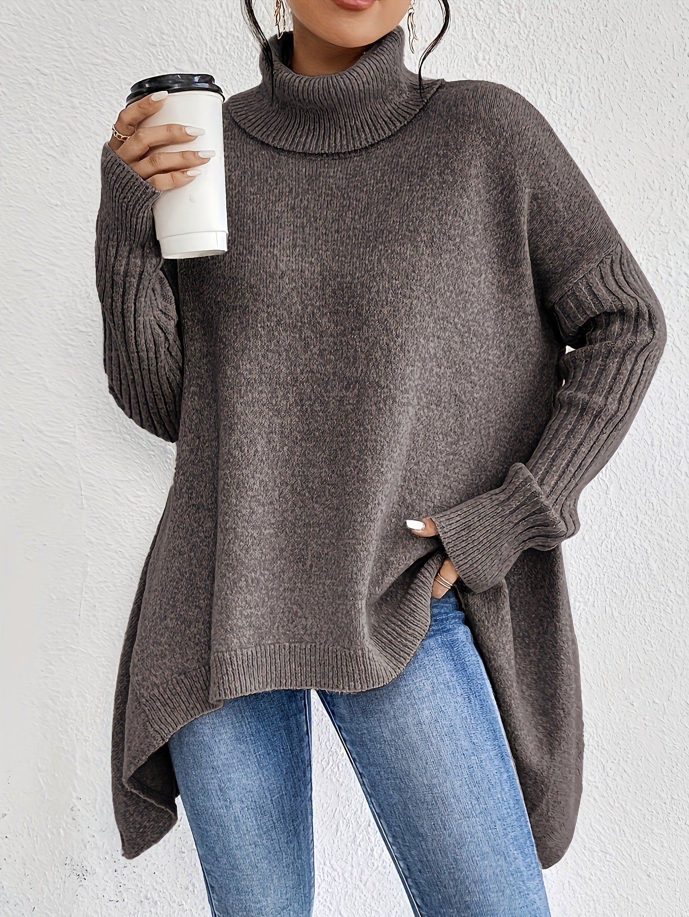 Turtleneck Loose Long Sleeve Knitted Warm Pullover Sweater 🇨🇳