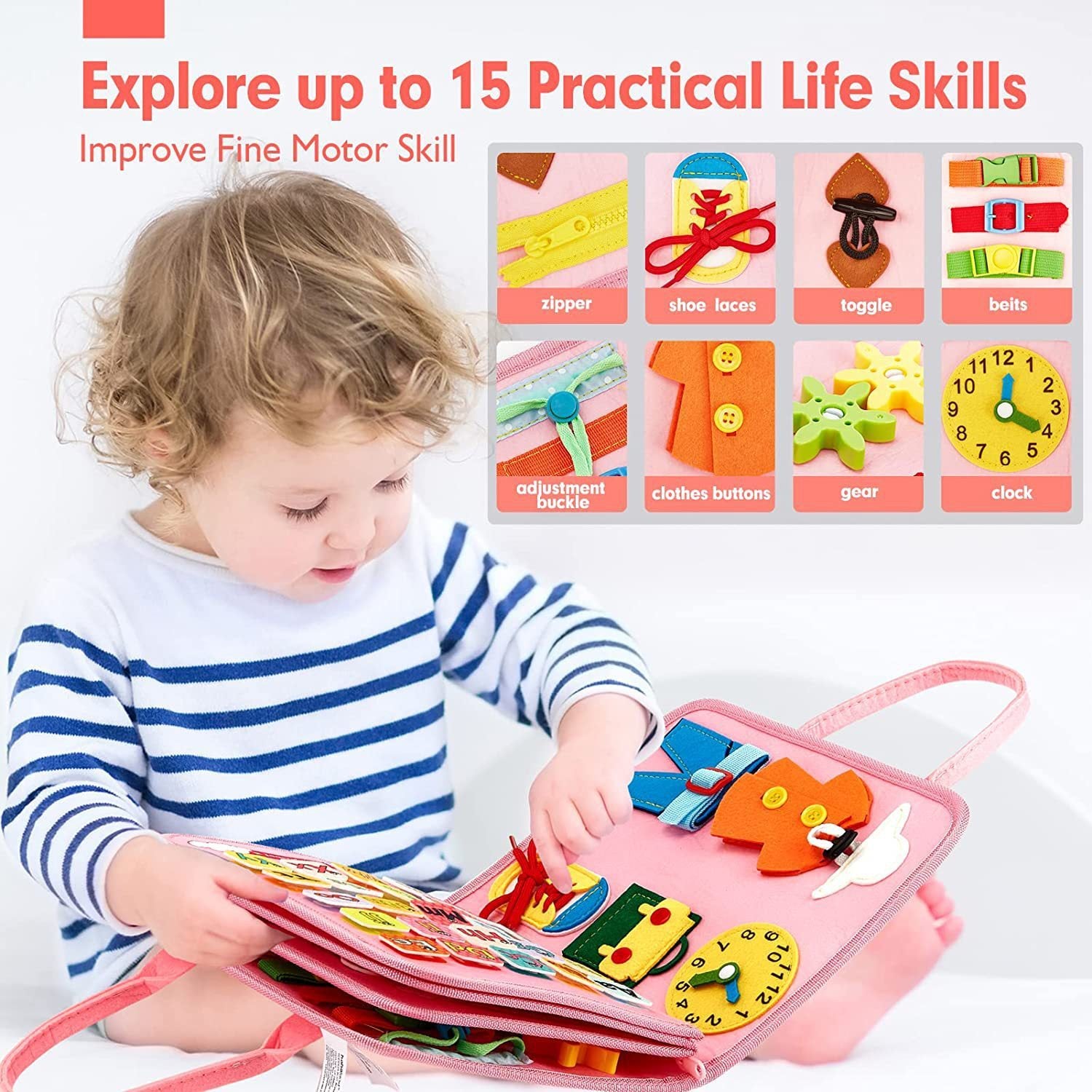 Children's Learning Board Early Education Toys Life Common Sense Dressing Lace-up Felt Bag Toddler Felt Busy Board 🇨🇳