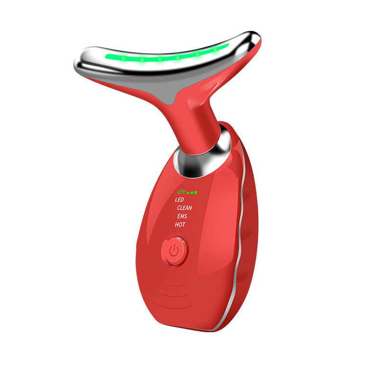 Neck Face Beauty Device Colorful LED Photon Therapy Skin Tighten Reduce Double Chin Anti Wrinkle Remove Lifting Massager 🇨🇳