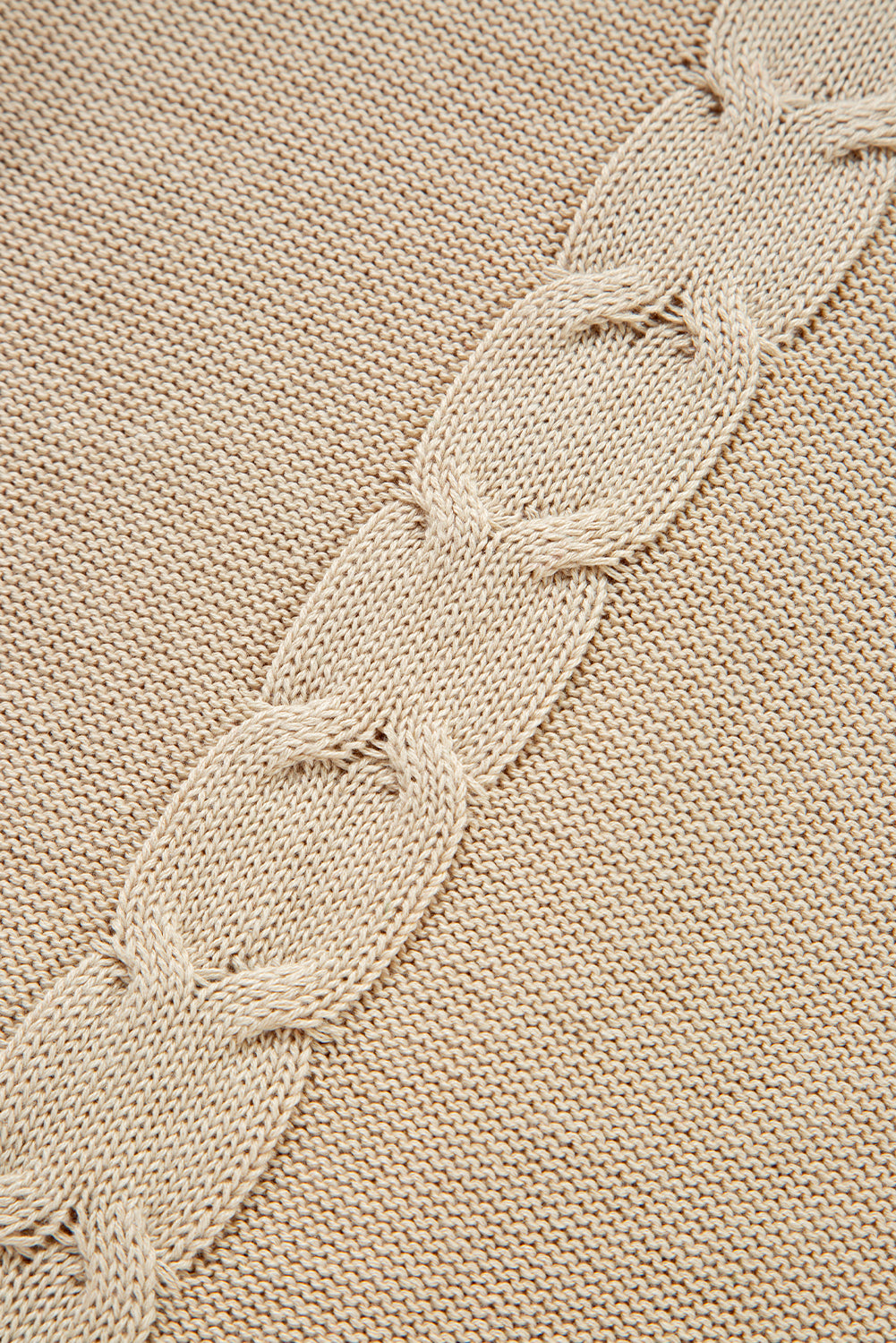 Parchment Cable Knit Braided Tie Sleeve Plus Size Open Cardigan 🇺🇲