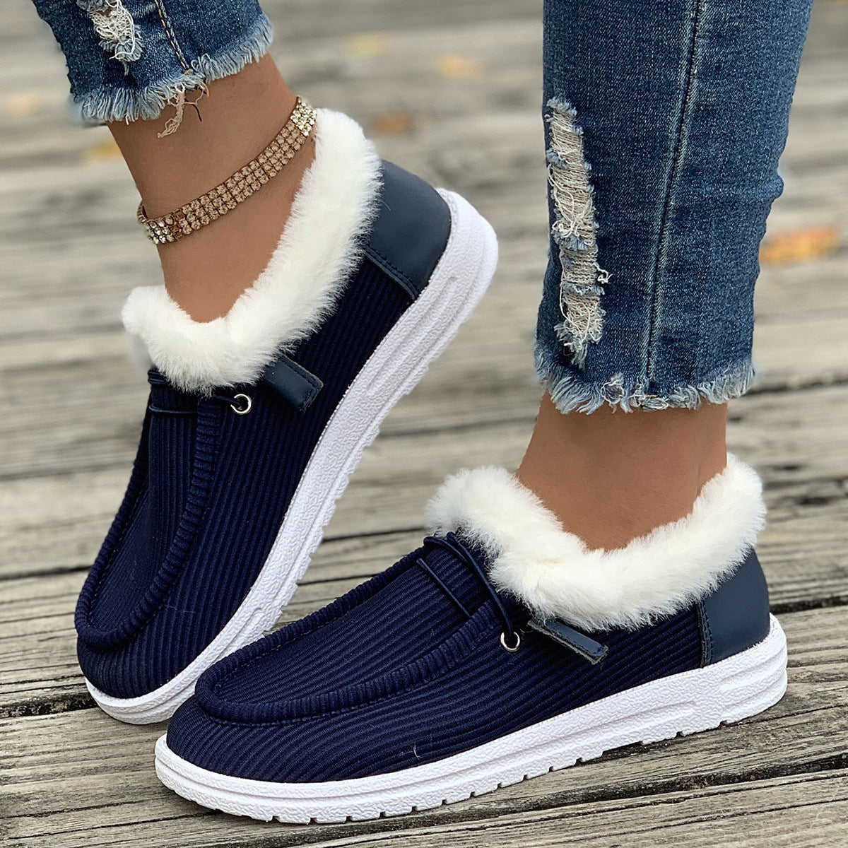 Women's casual shoes with plush and fuzzy cotton 🇨🇳
