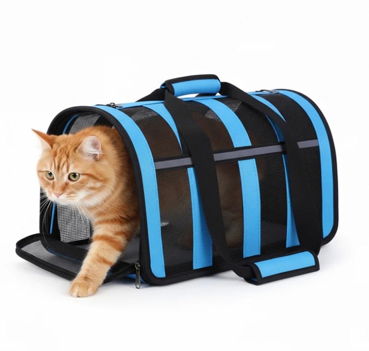 Pet Carrier Dog Cat Foldable Breathable Mesh Carrier with Handle Shoulder Strap 48.5 x 26 x 27cm Random Colours 🇬🇧