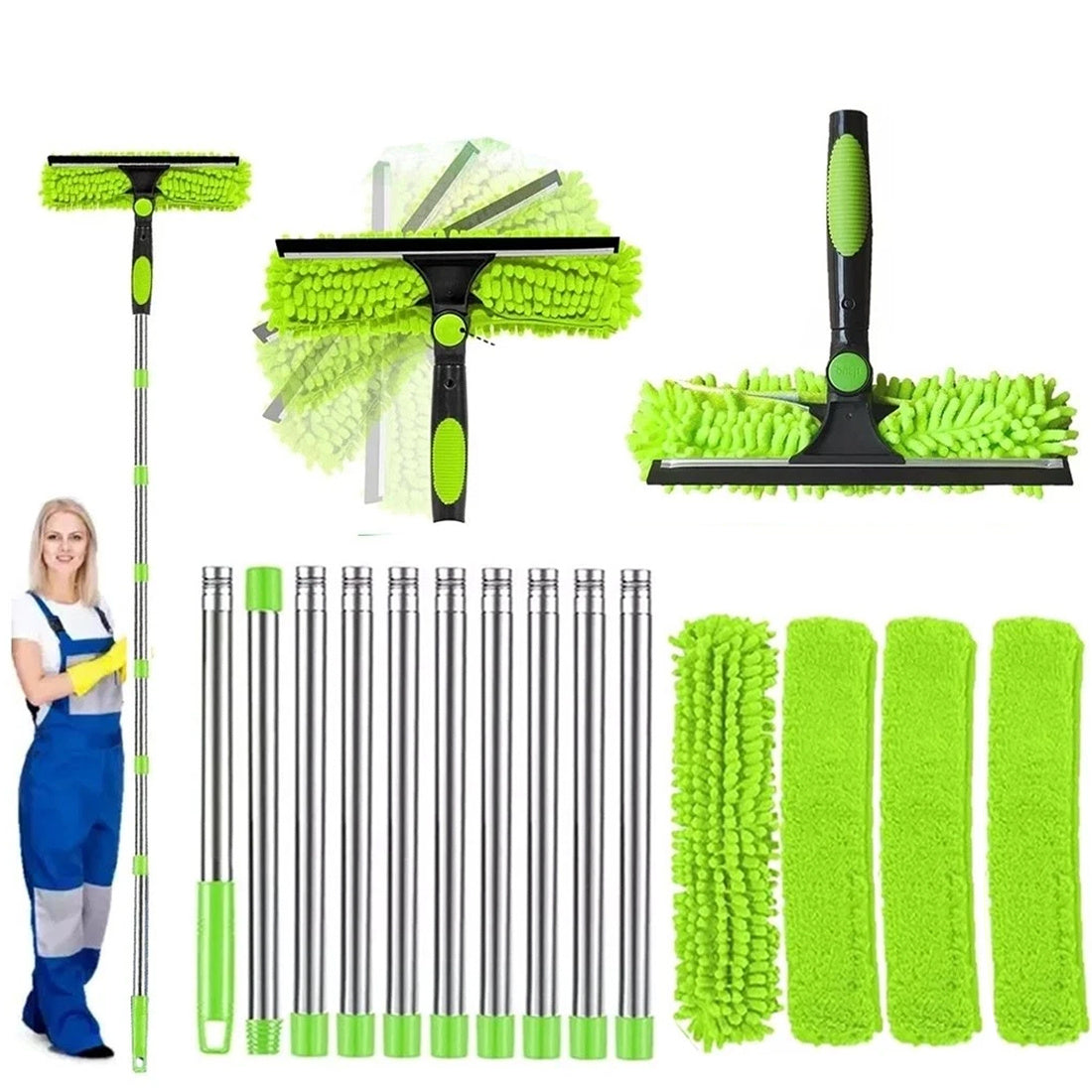 Telescopic Extendable Window Cleaner Equipment Glass Cleaning 4.5m Squeegee 🇨🇳