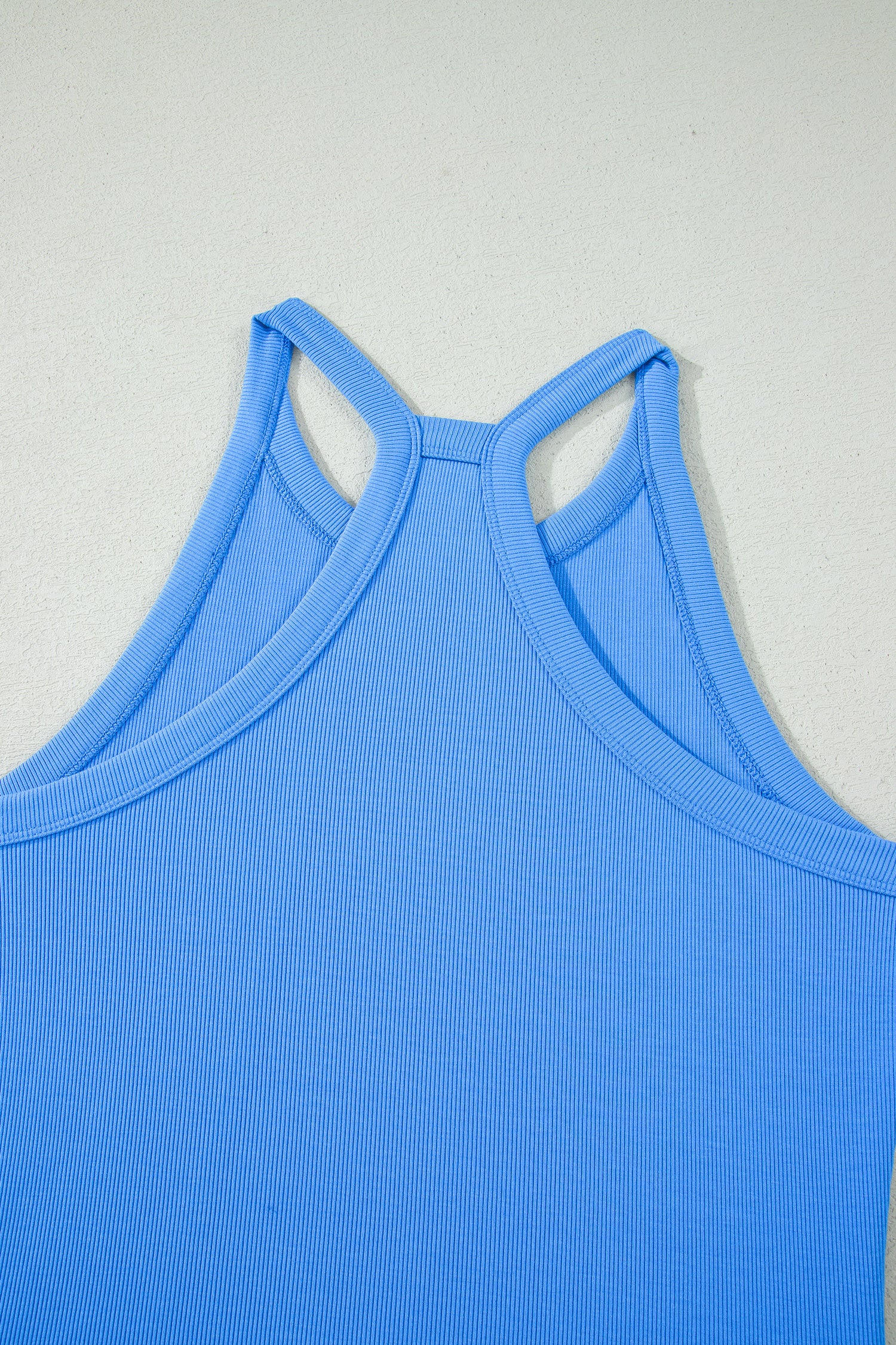 Sky Blue Slim Tank Top Elastic High Waist Shorts 2pcs Outfit 🇺🇸