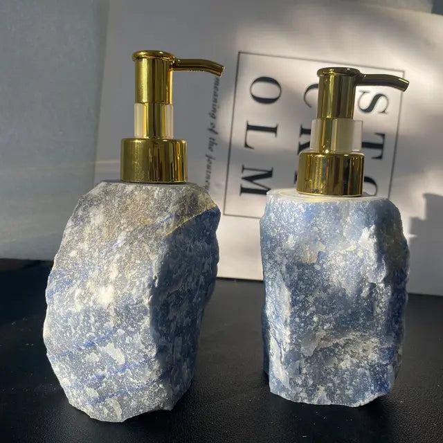1 PCS Natural Pink Crystal Stone Press Bottle Dispenser 30ml Liquid 🇨🇳