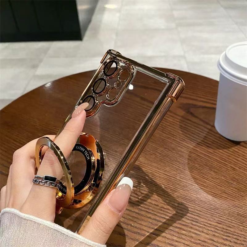 Suitable for Samsung S25 Ultra Phone Case with Air Cushion Shockproof Space Shell Magnetic Mount Bracket Note 20 Hard Case A55 🇨🇳