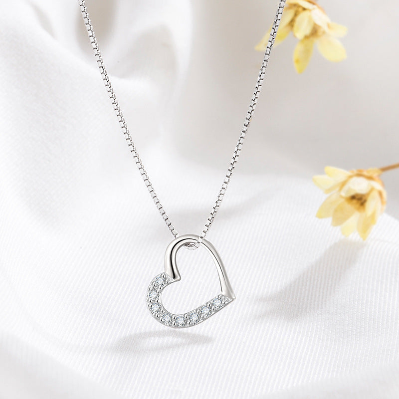 S925 Sterling Silver Love Heart Pendant Necklace For Women Fashion Jewelry Ladies Gold Color Clavicle Chain High Quality Jewelry Gifts 🇨🇳