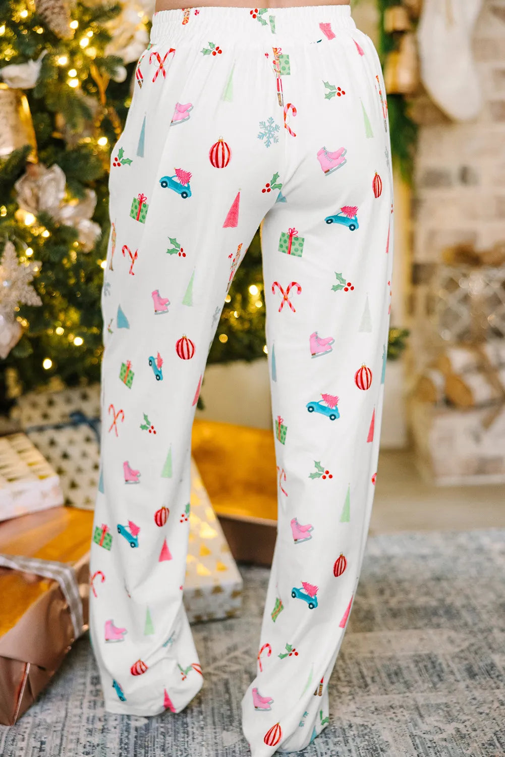 Long sleeved top and long pants two-piece set Christmas printed pyjamas 🇨🇳