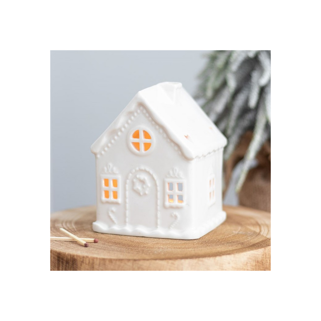 White Gingerbread House Tealight Holder 🇬🇧