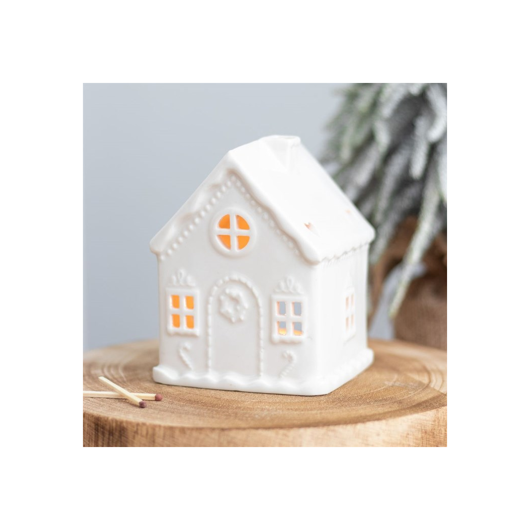 White Gingerbread House Tealight Holder 🇬🇧