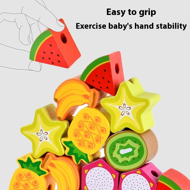 Hedgehog Fruit Balance Building Blocks Cartoon Heap Tower Jenga Large Particle Fruit Cognition Beaded Educational Toys 🇨🇳
