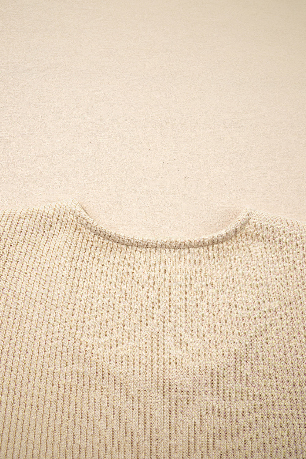 Apricot Leopard Sleeve Patchwork Ribbed Knit U Neck Top 🇺🇸