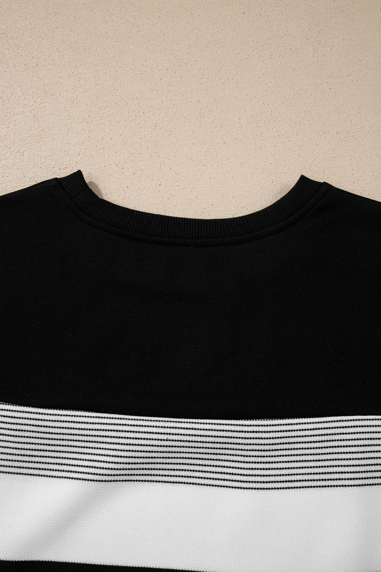 Black Stripe Mixed Print Crew Neck Cap Sleeve T Shirt 🇺🇸