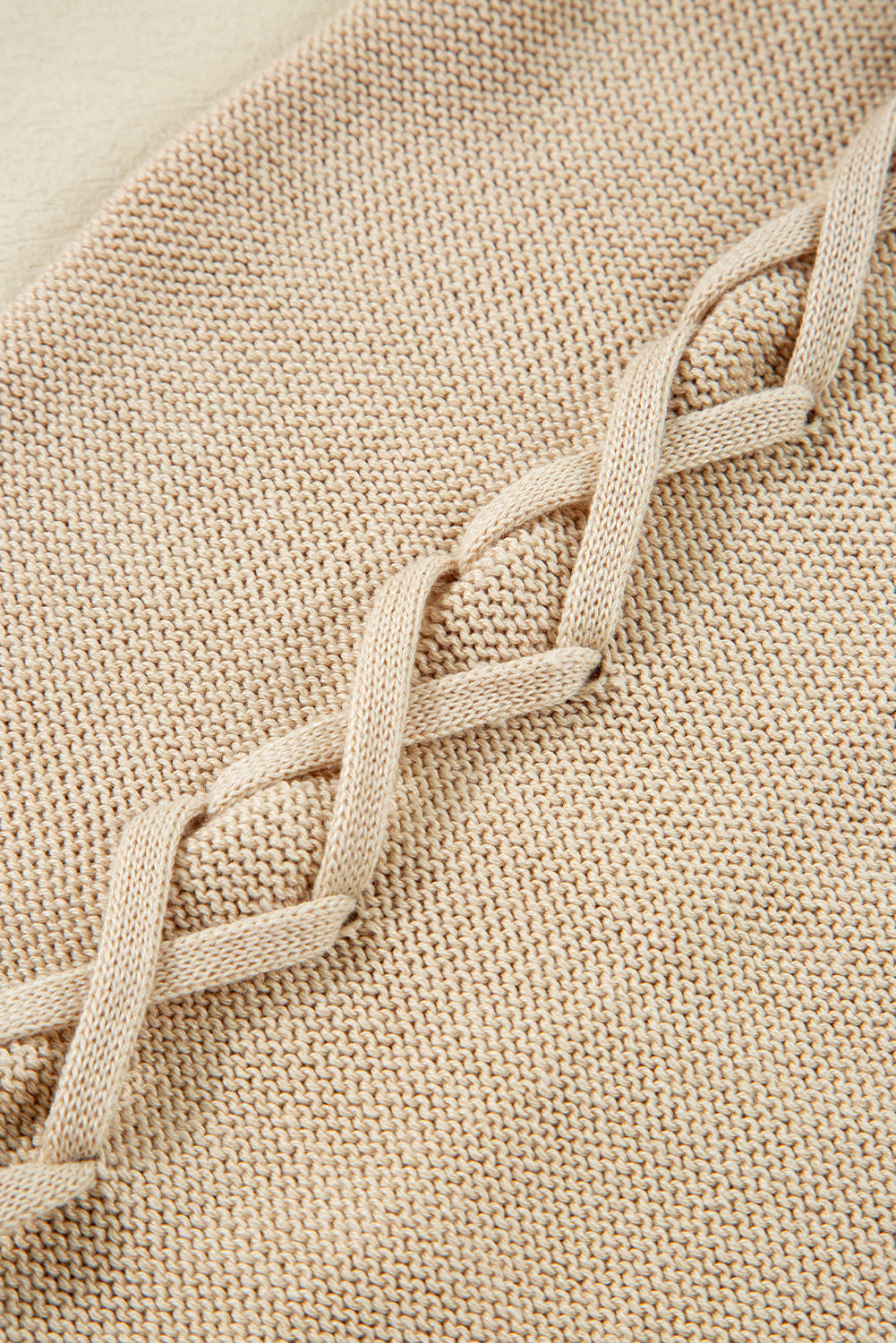 Parchment Cable Knit Braided Tie Sleeve Plus Size Open Cardigan 🇺🇲