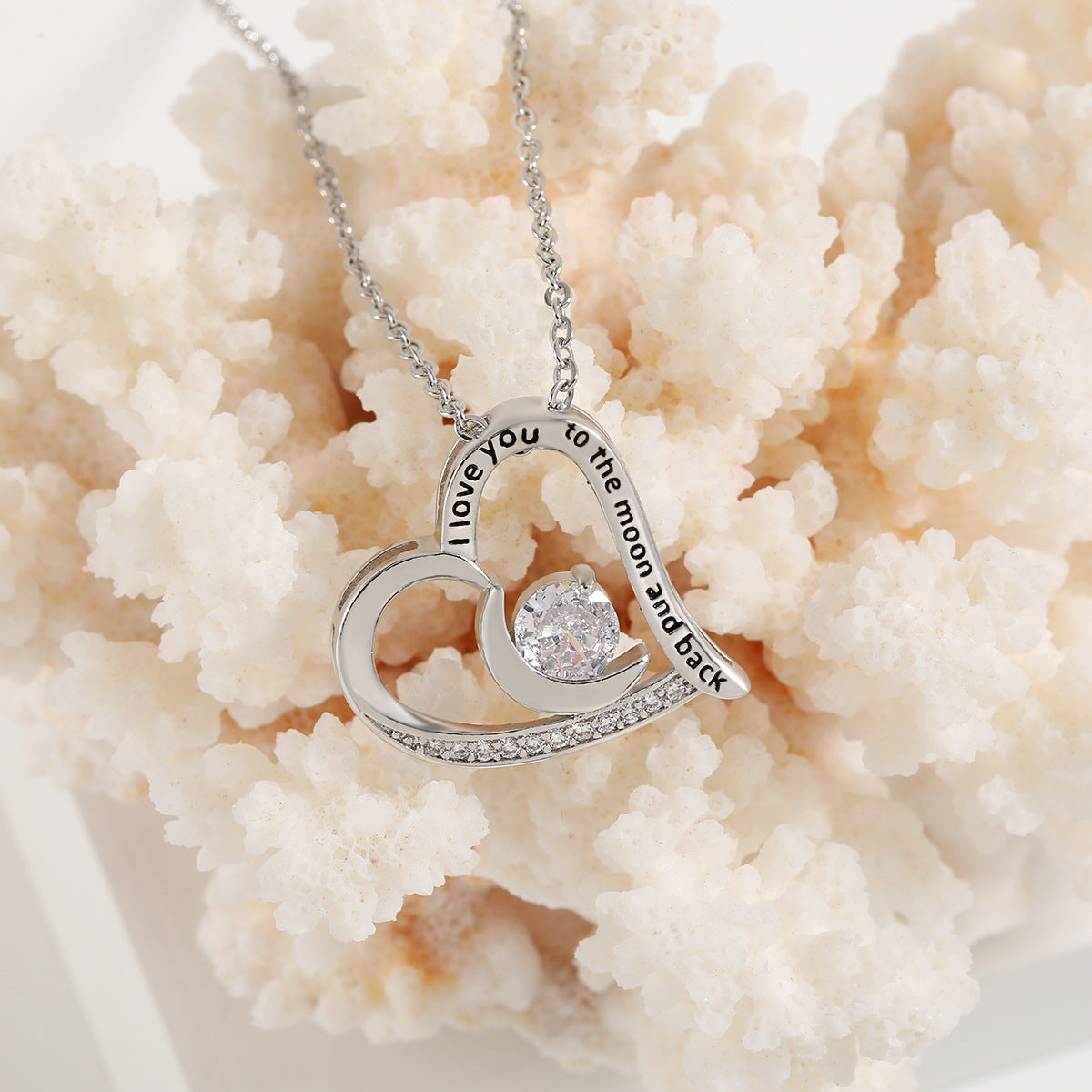 Love Necklace With Rhinestones And Letters Fashion Personality Heart-shaped Necklace Gift 🇨🇳