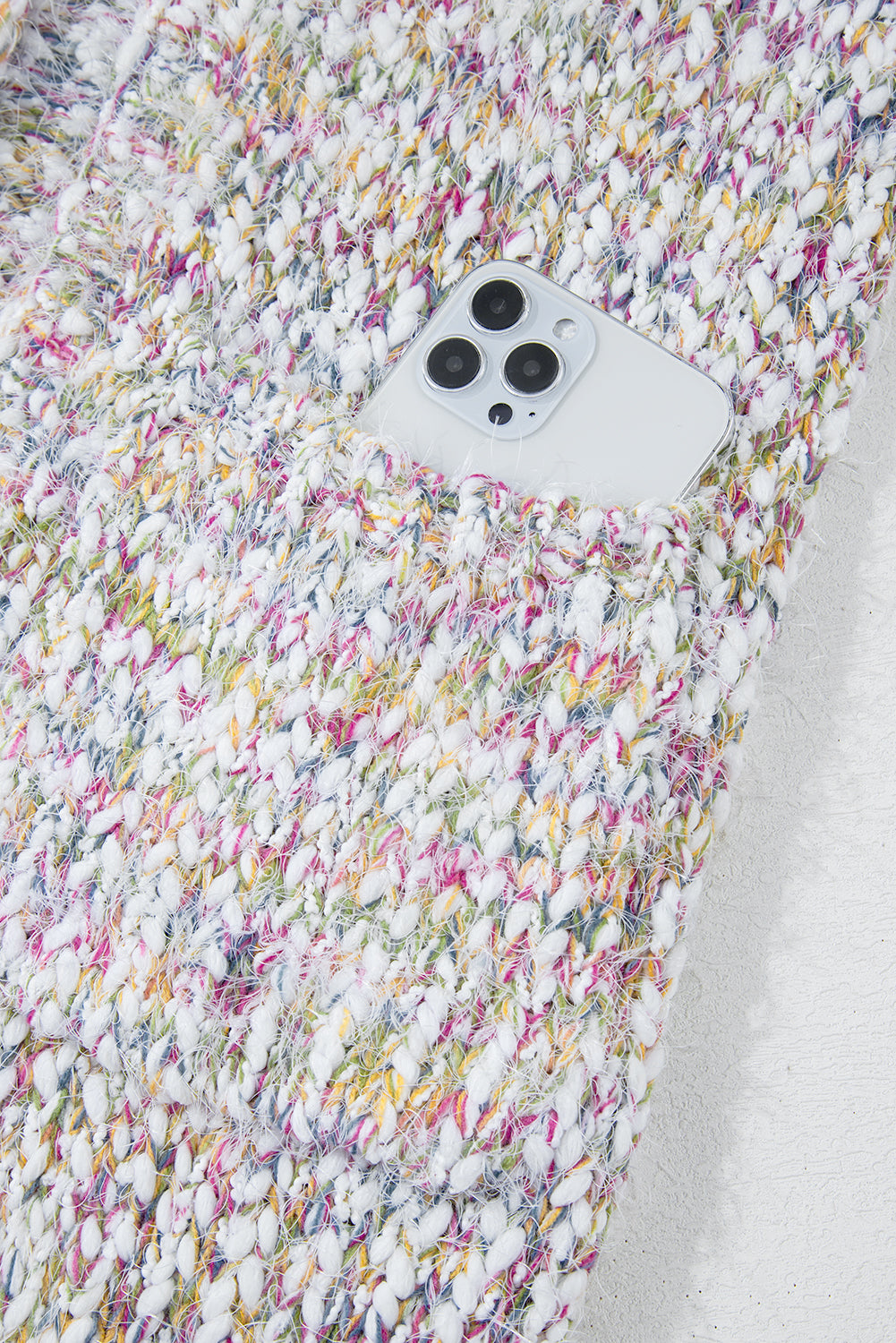 Yellow Multicolor Confetti Open Front Knit Cardigan 🇨🇳