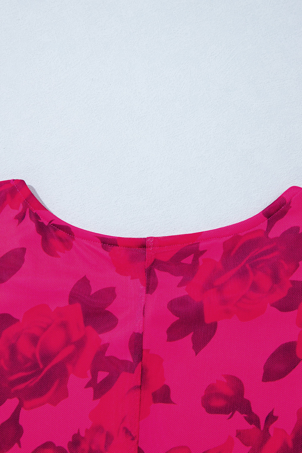 Red Floral Print Cuff Hem Serging Long Sleeve Sheath Dress 🇺🇸