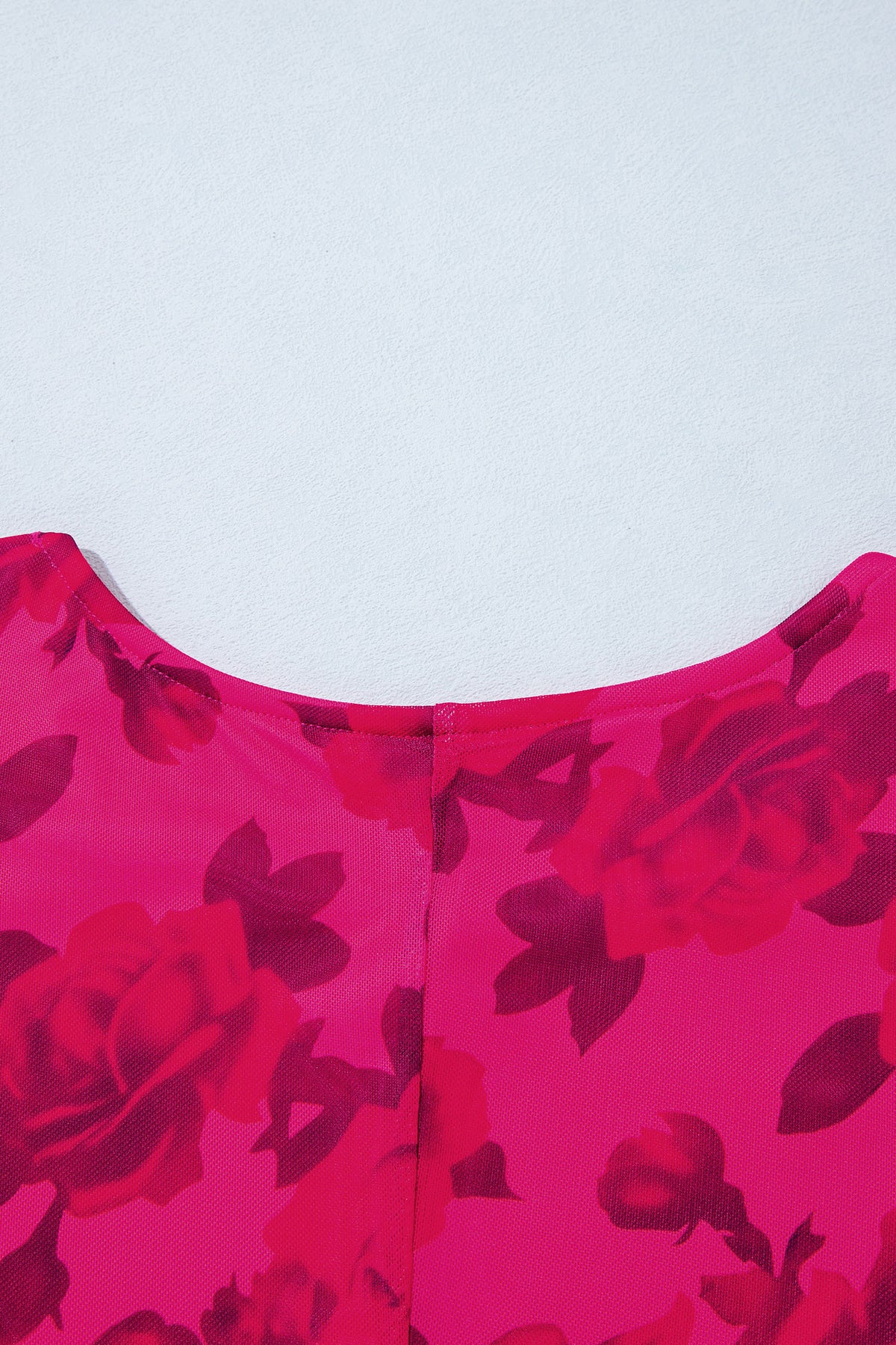 Red Floral Print Cuff Hem Serging Long Sleeve Sheath Dress 🇺🇸