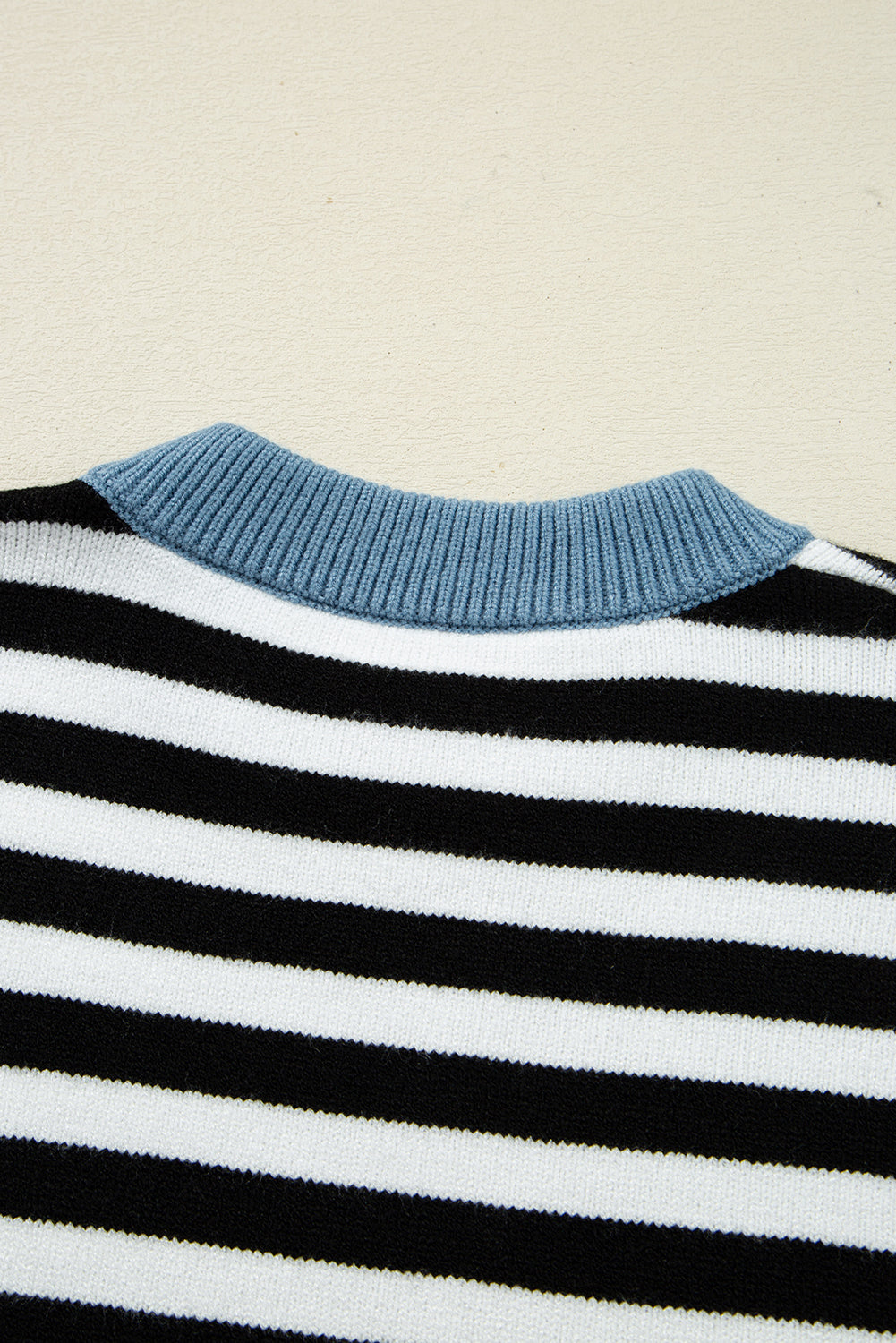Color black Striped Panels Colorblock Sleeve Chic Sweater 🇺🇸