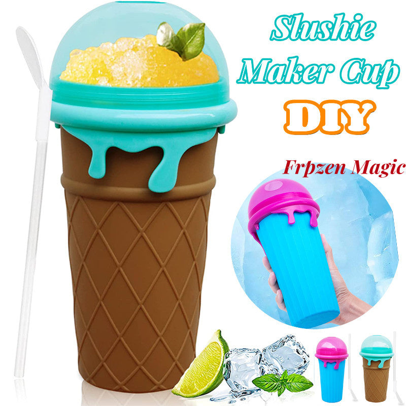 500ml Large Capacity Slushy Cup Summer Squeeze Homemade Juice Water Bottle Quick-Frozen Smoothie Sand Cup Pinch Fast Cooling Magic Ice Cream Slushy Maker Beker Kitchen Gadgets 🇨🇳