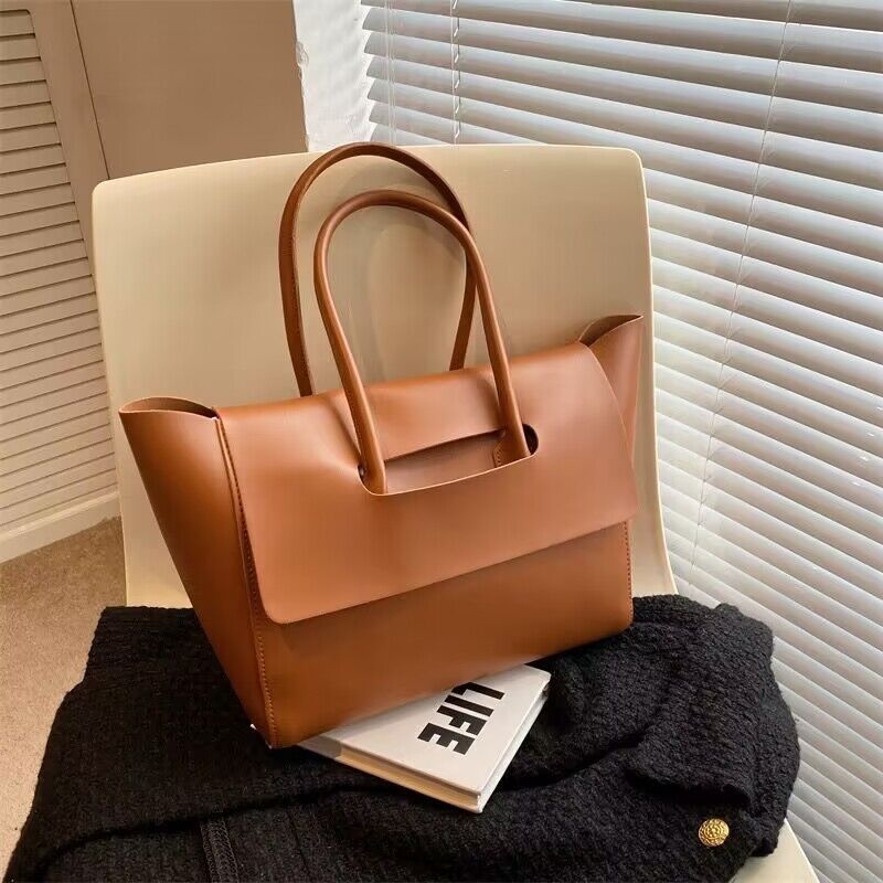 Women Shoulder Bags Large Capacity Simple Retro Tote Bags Solid Color Famous Brand High Quality Bags 🇨🇳
