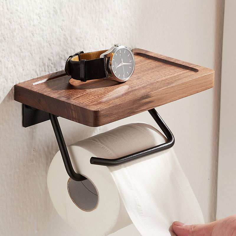 Toilet Paper Towel Holder Wall Mounted Black Walnut Toilet Roll Holder 🇨🇳