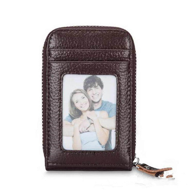 Men's Genuine PU Leather Credit Card Holder RFID Blocking Multi-card zipper wallet 🇨🇳