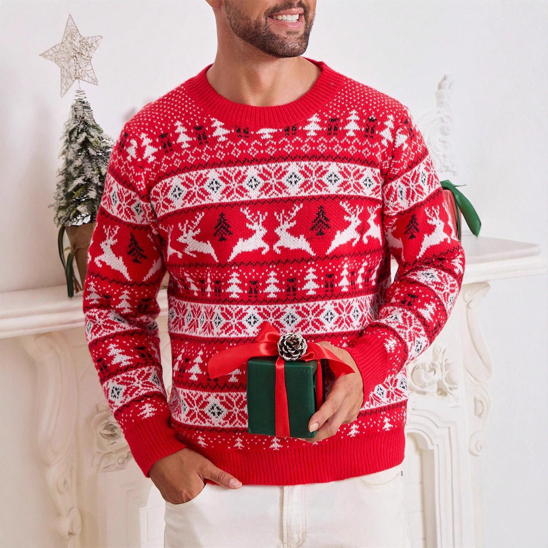 Christmas round neck loose sweater for men 🇨🇳