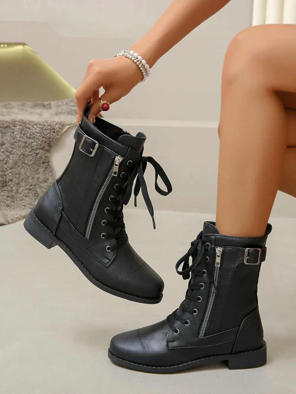 PU Leather Lace-Up Boots 🇨🇳