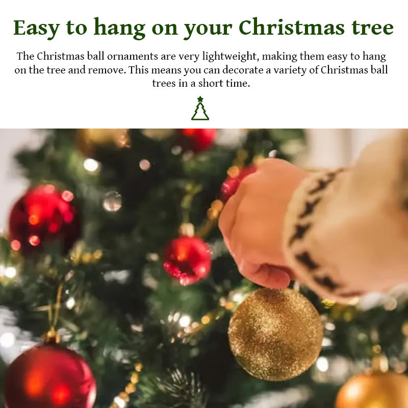 50 pcs/box: 2025 Gold Red Hanging Christmas Tree Ball Ornaments 🇨🇳
