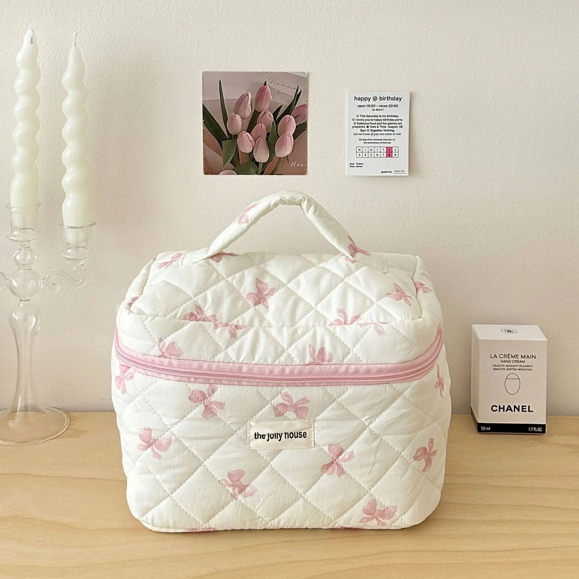 Cute Bow Flower Quilting Cotton Makeup Bag 🇨🇳