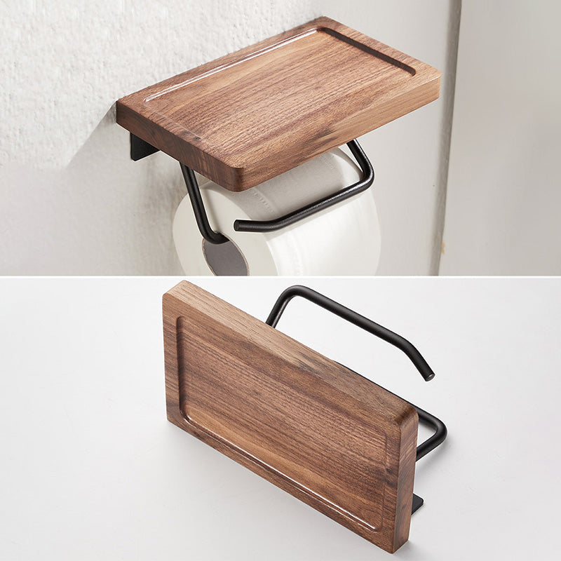 Toilet Paper Towel Holder Wall Mounted Black Walnut Toilet Roll Holder 🇨🇳