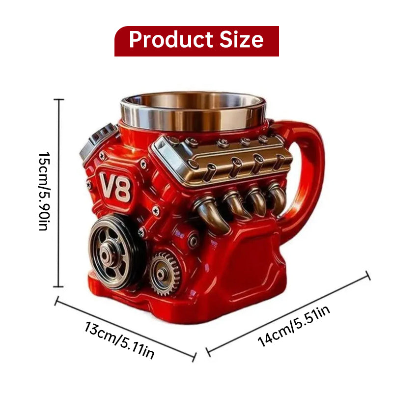 V8 Engine Mug | Stainless Steel Coffee Cup for Car Lovers 🇨🇳