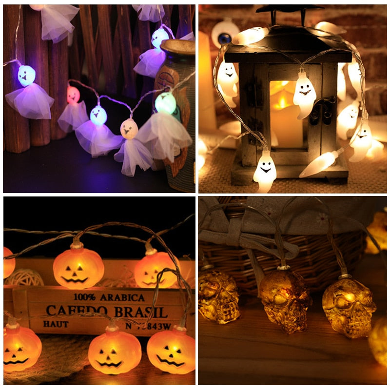 1.5m 10Led Halloween Pumpkin Ghost Skeletons Bat Spider Led Light String 🇨🇳