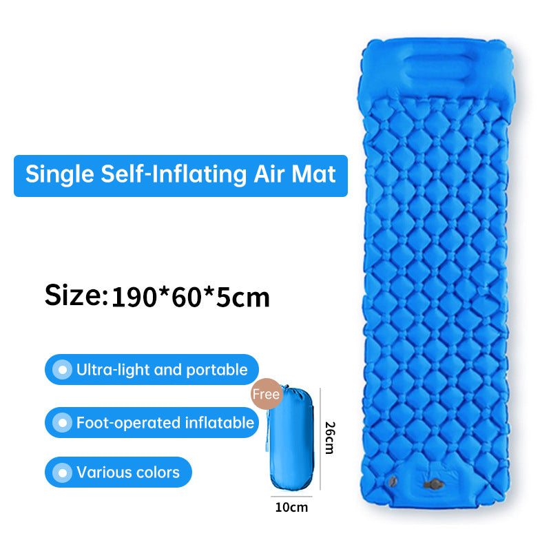 Outdoor double inflatable sleeping pad – with built-in pillow & pump, for camping, backpacking, hiking 🇨🇳