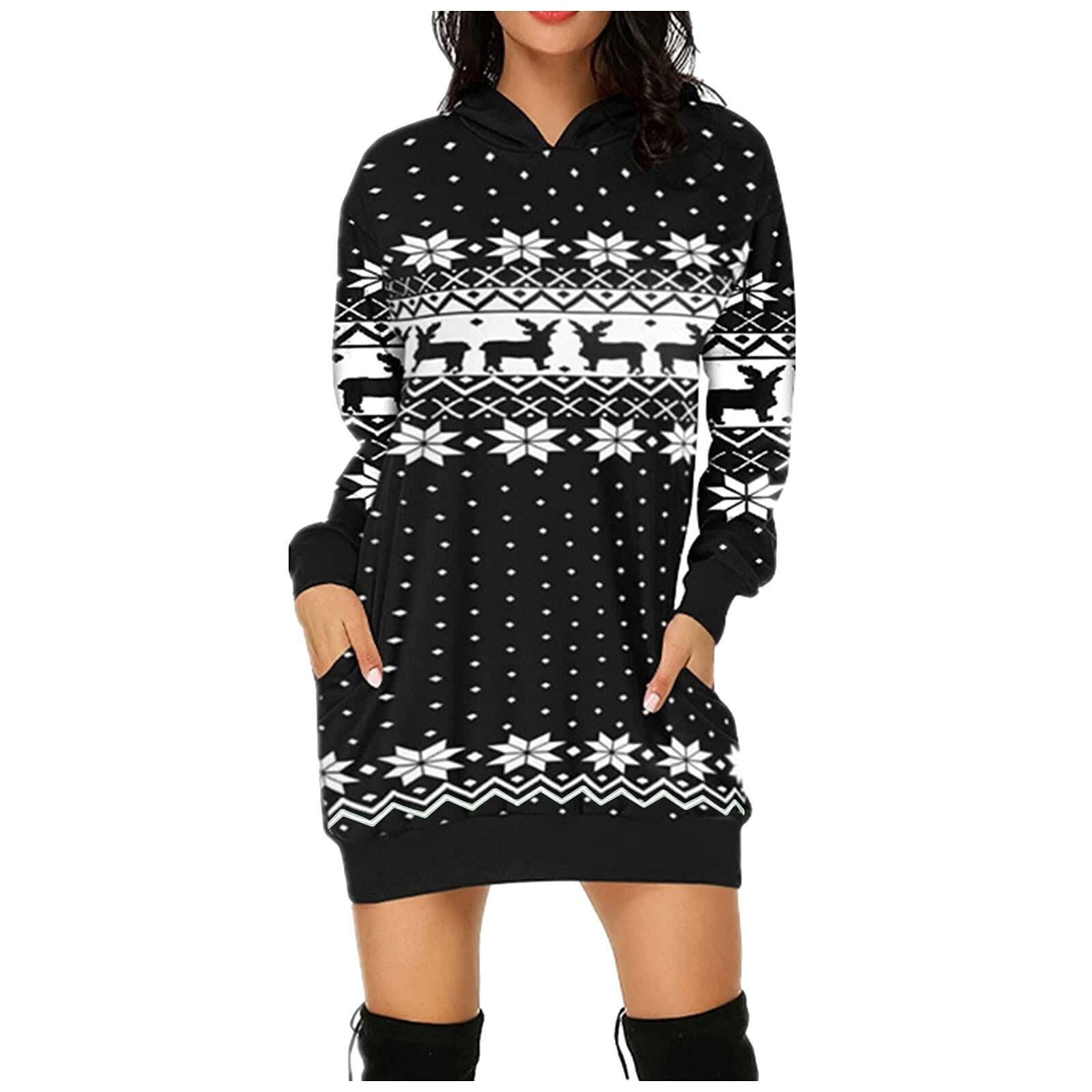 Christmas design Pocket Hoodie Sweatshirt dress 🇨🇳
