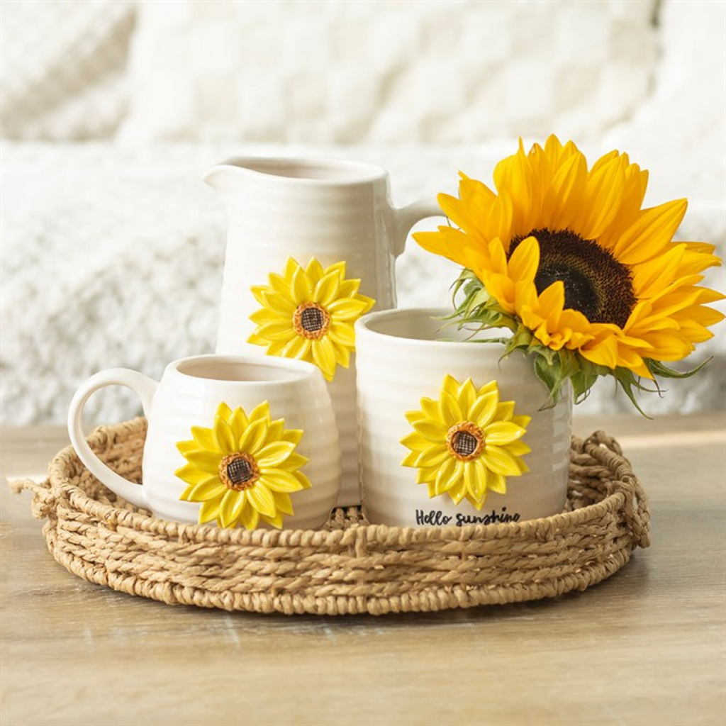 Hello Sunshine Rounded Mug with 3D Sunflower 🇬🇧