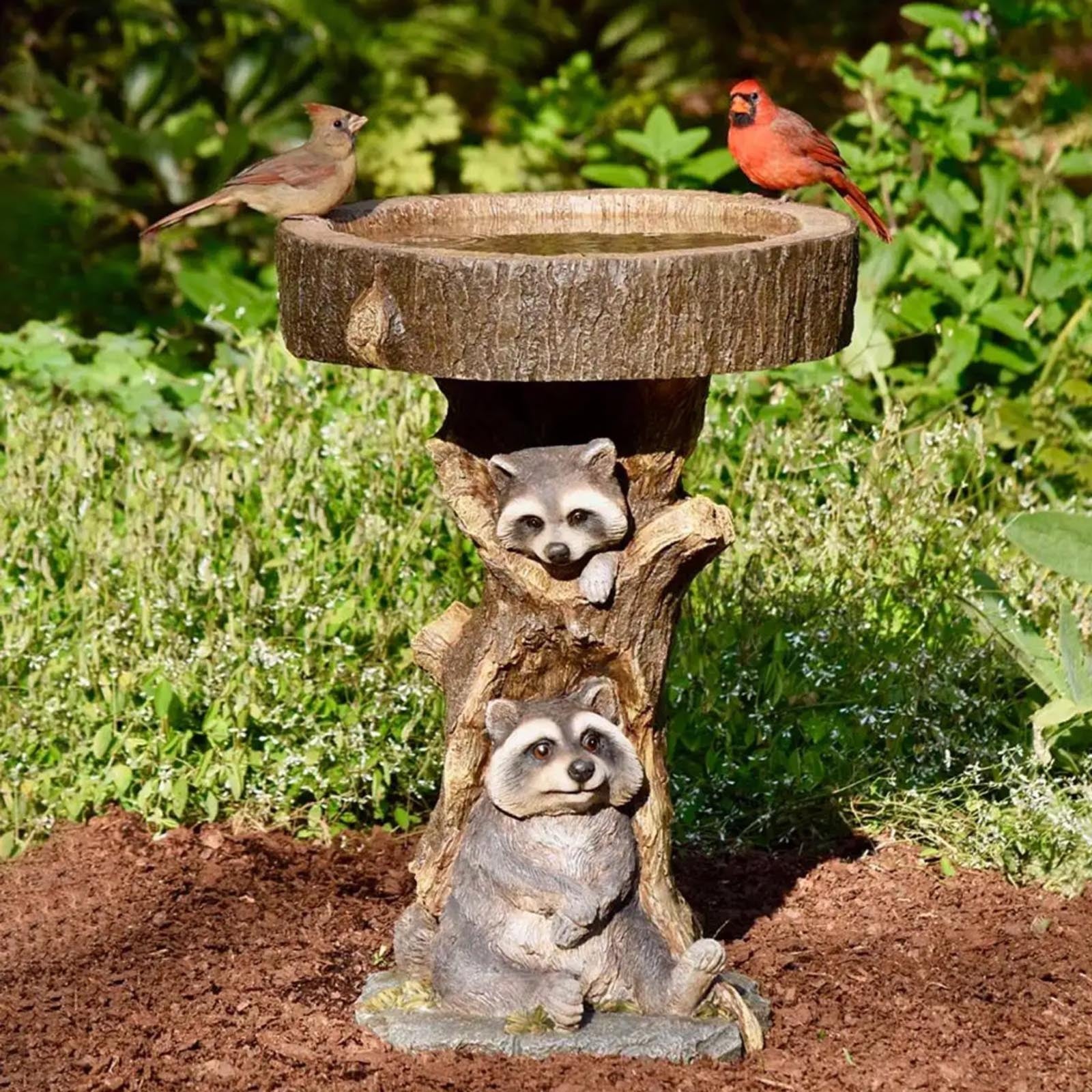 Garden Decoration Raccoon Resin Ornaments Handicraft Gardening Bird Drinking Ornaments 🇨🇳
