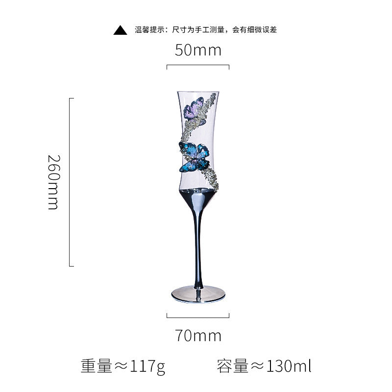 Creative Girdle Champagne Cup Crystal Glass Butterfly Stickers 🇨🇳