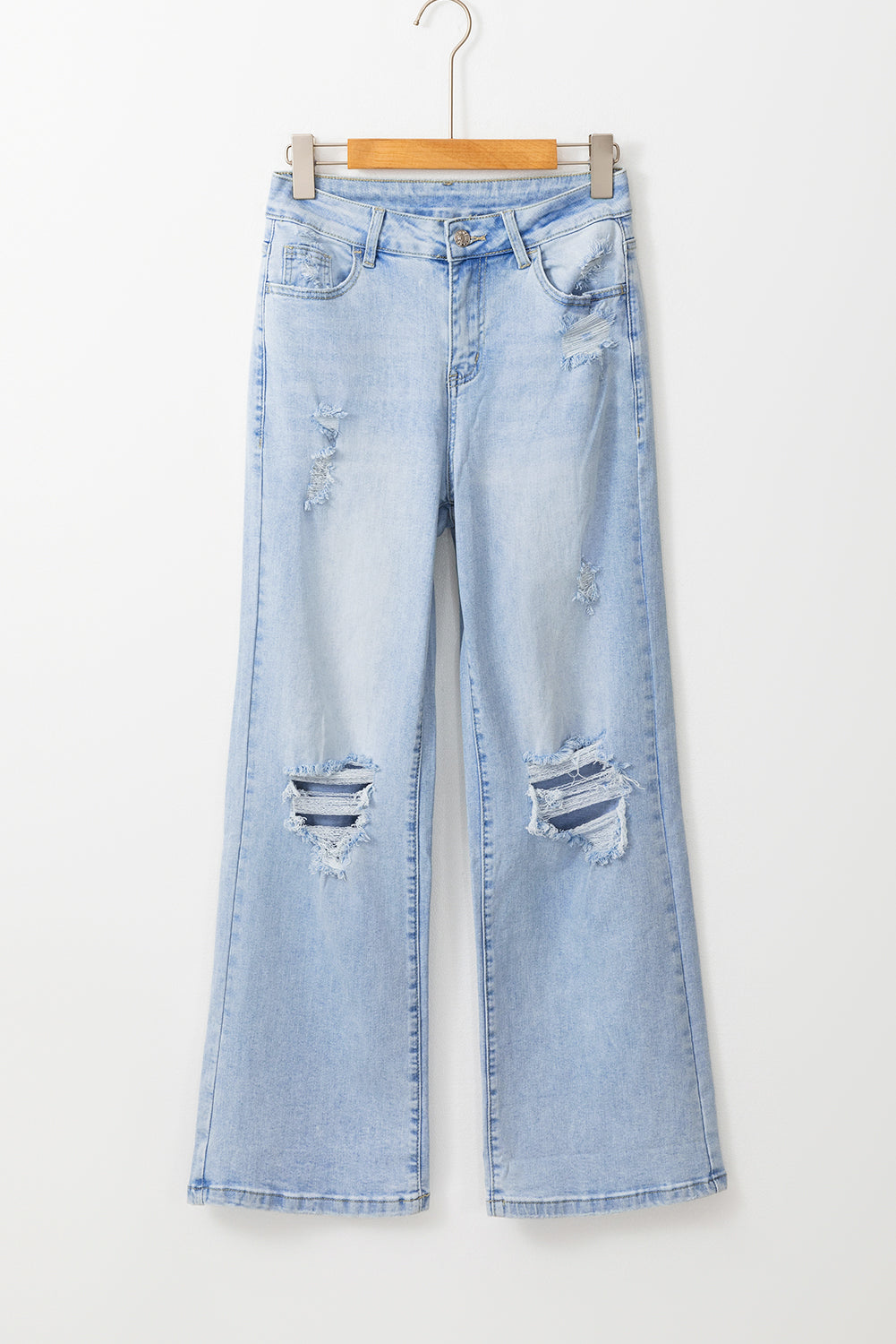 Beau Blue Vintage Light Wash Distressed Flare Jeans 🇨🇳