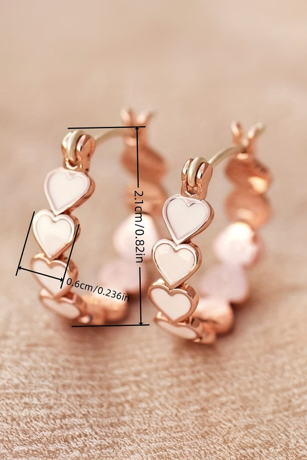 White Heart Shape Plated Alloy Small Hook Earrings 🇨🇳