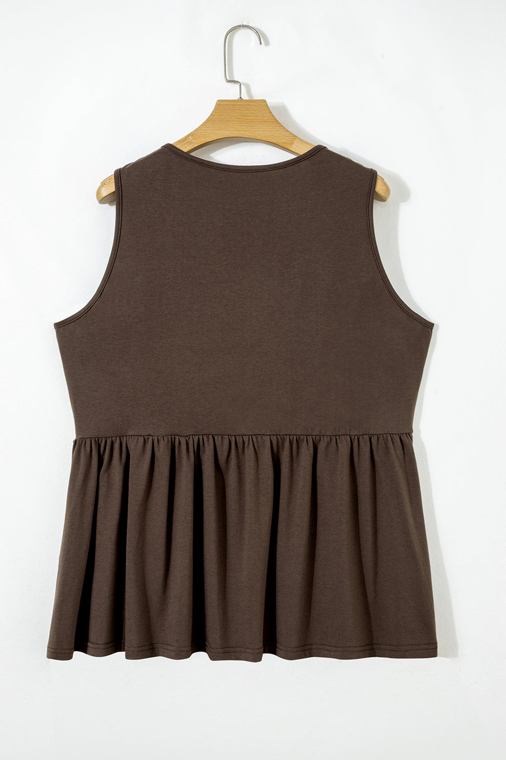 Coffee Plus Size Solid Color Bow Tie Peplum Tank Top 🇺🇸